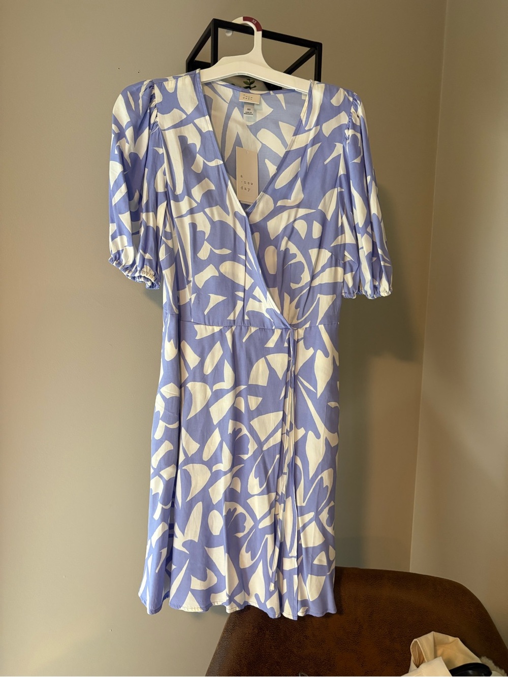 a new day Blue and White Printed Midi Wrap Dress